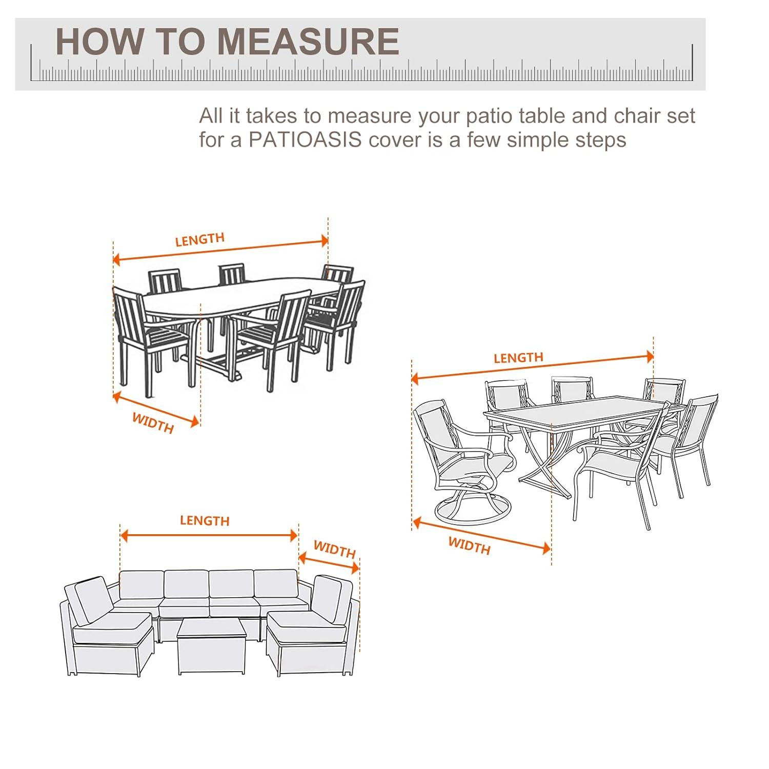 Rectangle Outdoor Dining Set Cover for Table and Chairs 90''L x 64''W x 28''H Waterproof Heavy Duty 600D Rectangular Patio Table Covers with 9 Piece Chairs Anti-Fading