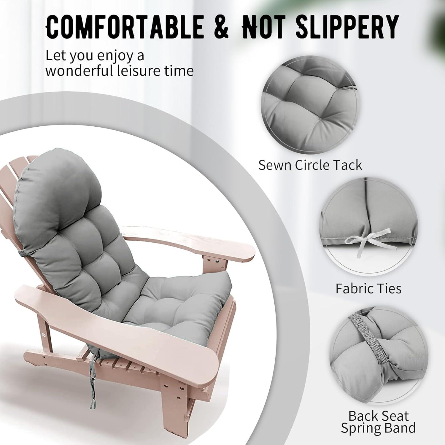 Crestlive Products Adirondack Style Patio Outdoor Chair Cushion for Adirondack Chair or Lounge Rocking Chair - See picture 2-Piece Set, Navy Blue