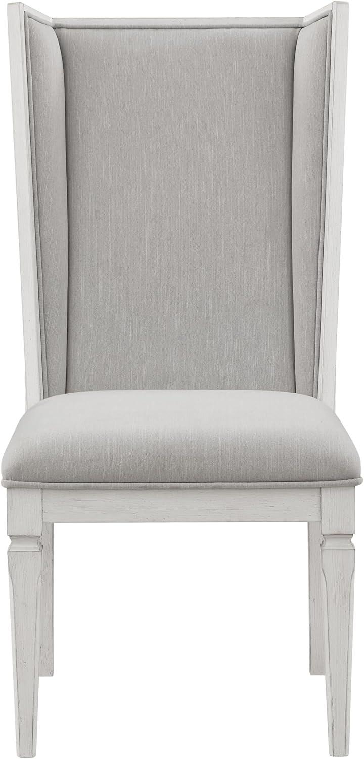 22.25" Katia Dining Chair Light Gray Linen and Weathered White Finish - Acme Furniture