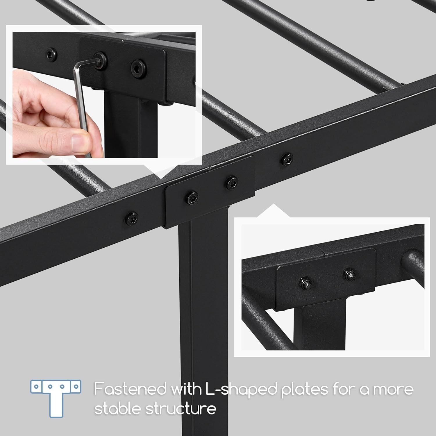 Yaheetech Twin Bed Frames Metal Platform Bed with Headboard and Footboard No Box Spring Needed Easy Assembly,Under-Bed Space: 12.6''/Black/Twin Bed