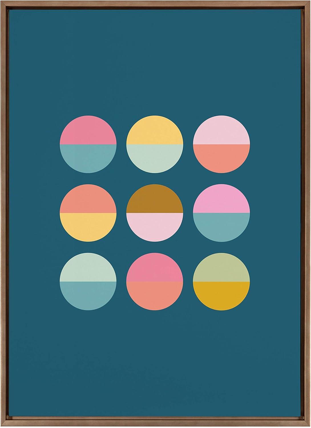 Kate & Laurel All Things Decor 28"x38" Sylvie Circles In Blue Framed Canvas by Apricot & Birch: Modern Wall Decor