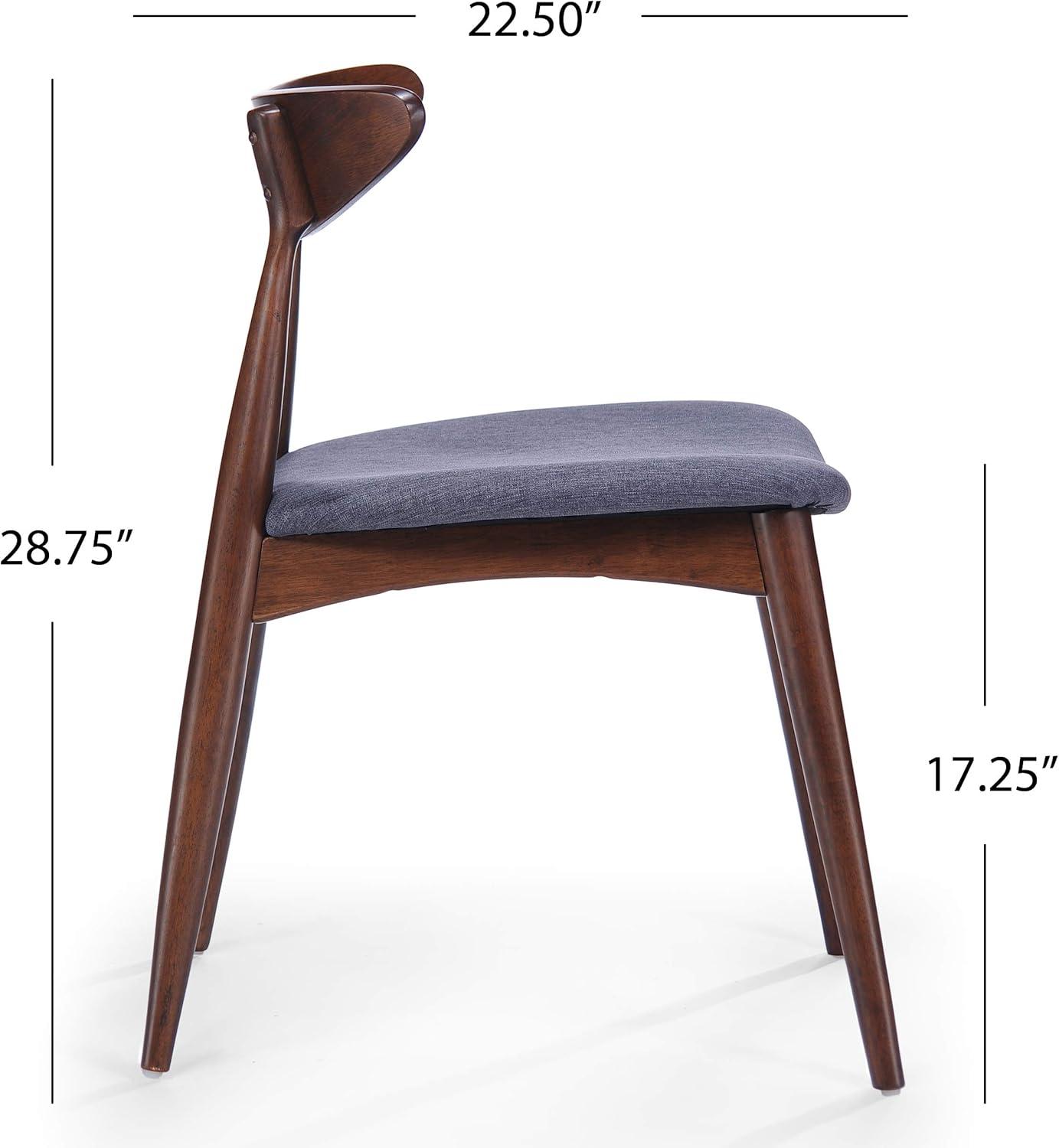 Christopher Knight Home Barron Mid Century Modern Rubberwood Fabric Upholstered Dining Chairs (Set of 2), Charcoal/Walnut