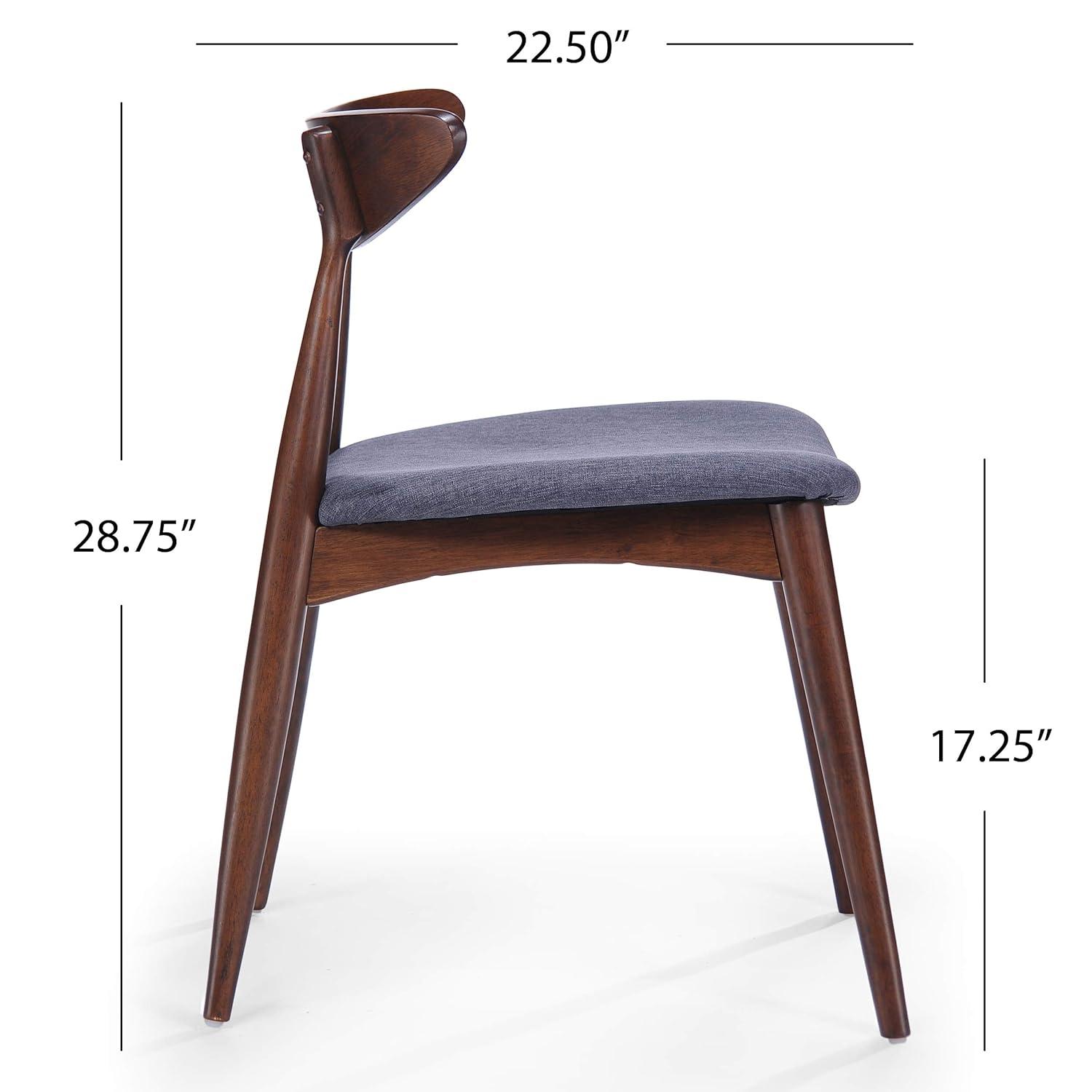 Christopher Knight Home Barron Mid Century Modern Rubberwood Fabric Upholstered Dining Chairs (Set of 2), Charcoal/Walnut