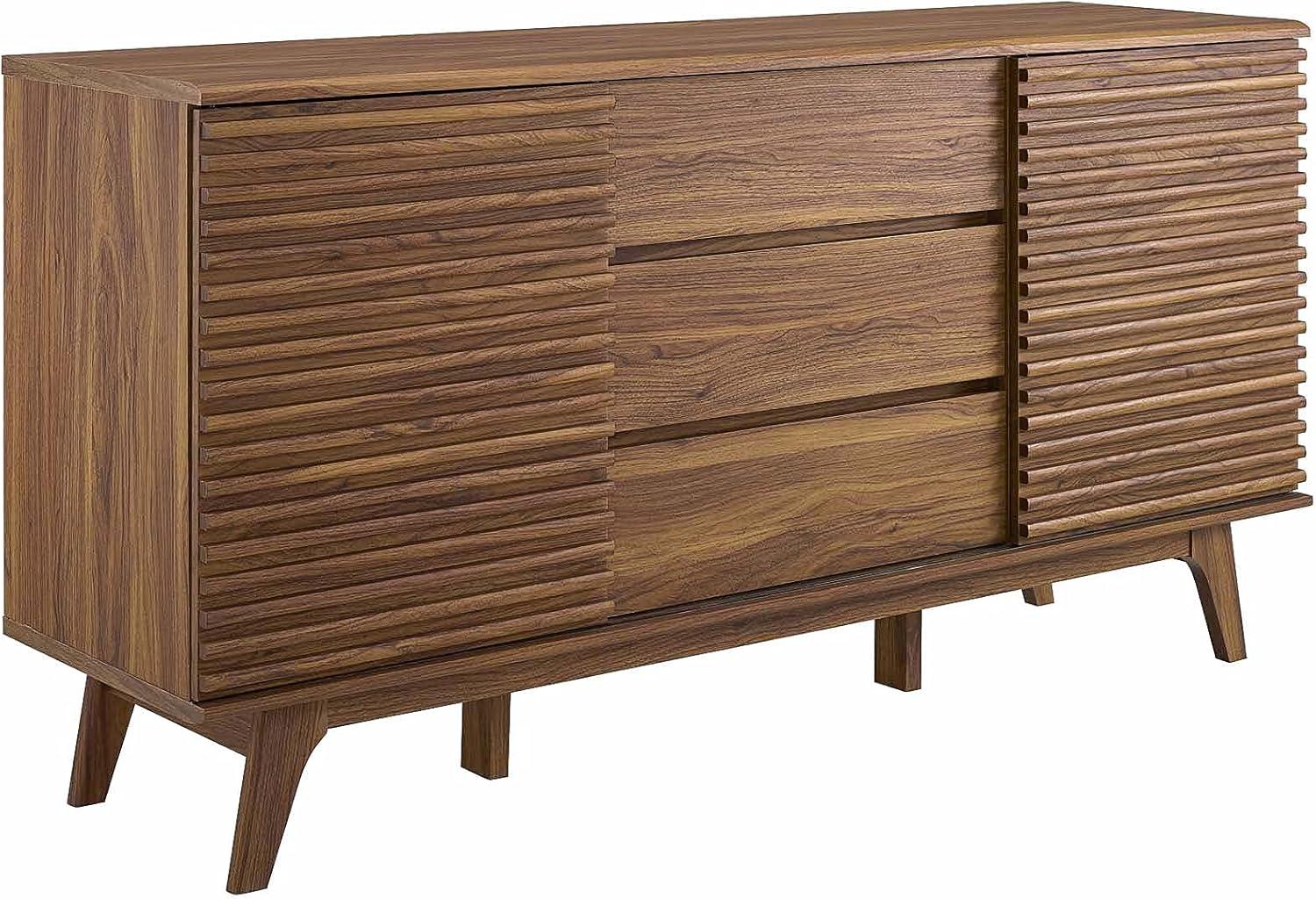 Walnut Mid-Century Modern Sideboard Buffet with Cabinet