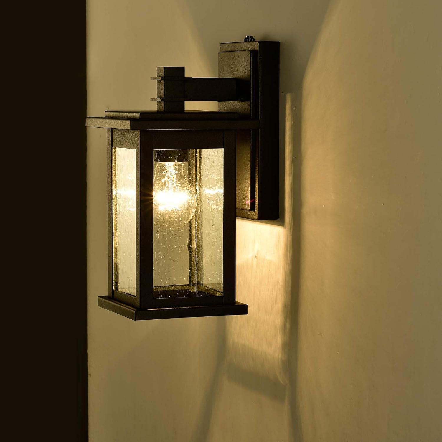 Dusk to Dawn 1 Light Outdoor Wall Lantern 12 Inch Matte Black Black Matte