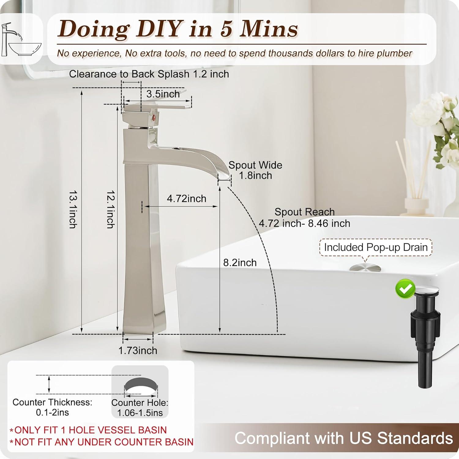 VIBRANTBATH 6009H-Black Vessel Sink Faucet Single-handle Bathroom Faucet with Drain Assembly