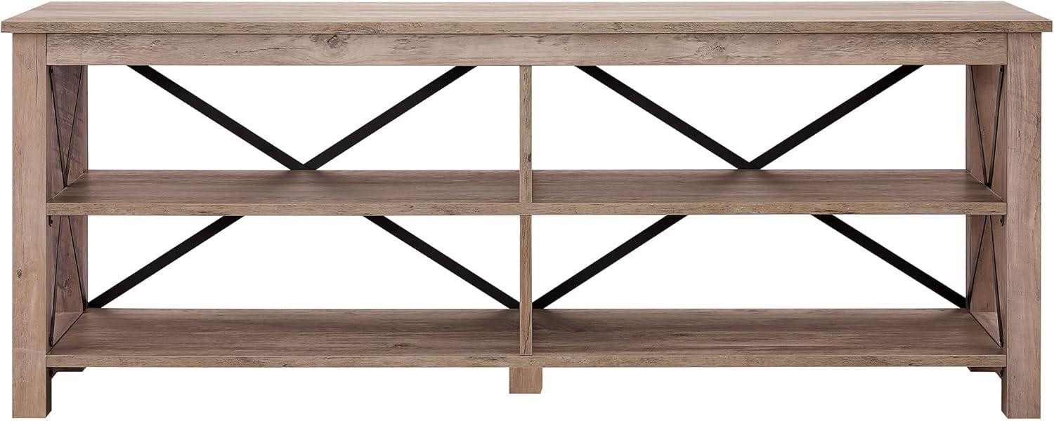 Curlew Modern Farmhouse 62" TV Stand in Gray Oak with Metal Accents