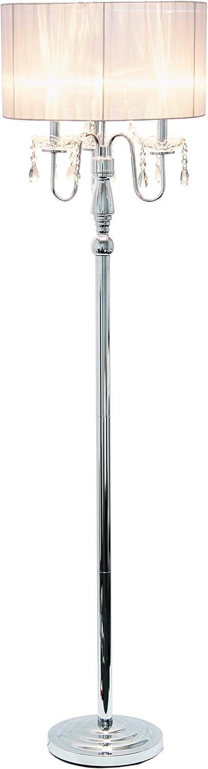 Trendy Romantic Sheer Shade Floor Lamp with Hanging Crystals  - Elegant Designs