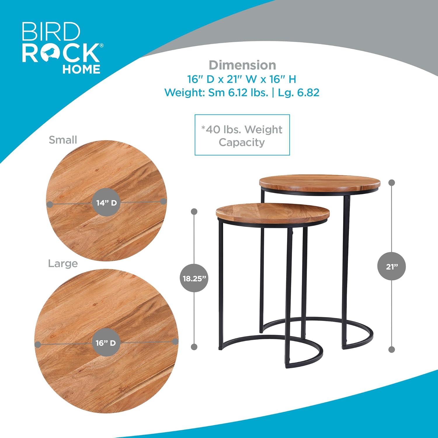 BIRDROCK HOME Wooden Nesting Side Tables - Mid Century Modern Stackable Coffee Table - Space-Saving Wooden End Table for Living Room, Bedroom, Centerpiece, Office, Balcony - Natural Mango Wood - 2 Set
