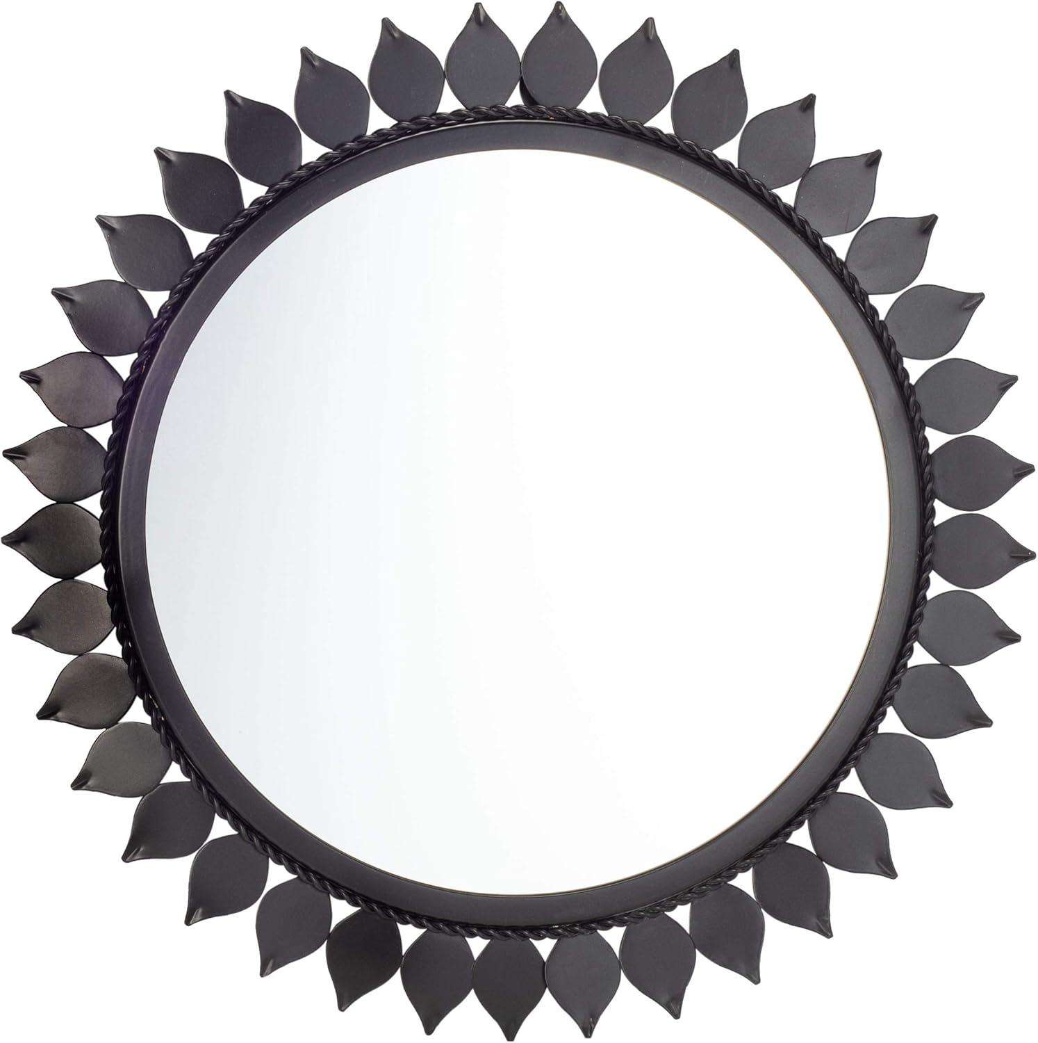 Safavieh Nally 21 in. Retro Leaf Round Mirror, Black Matte