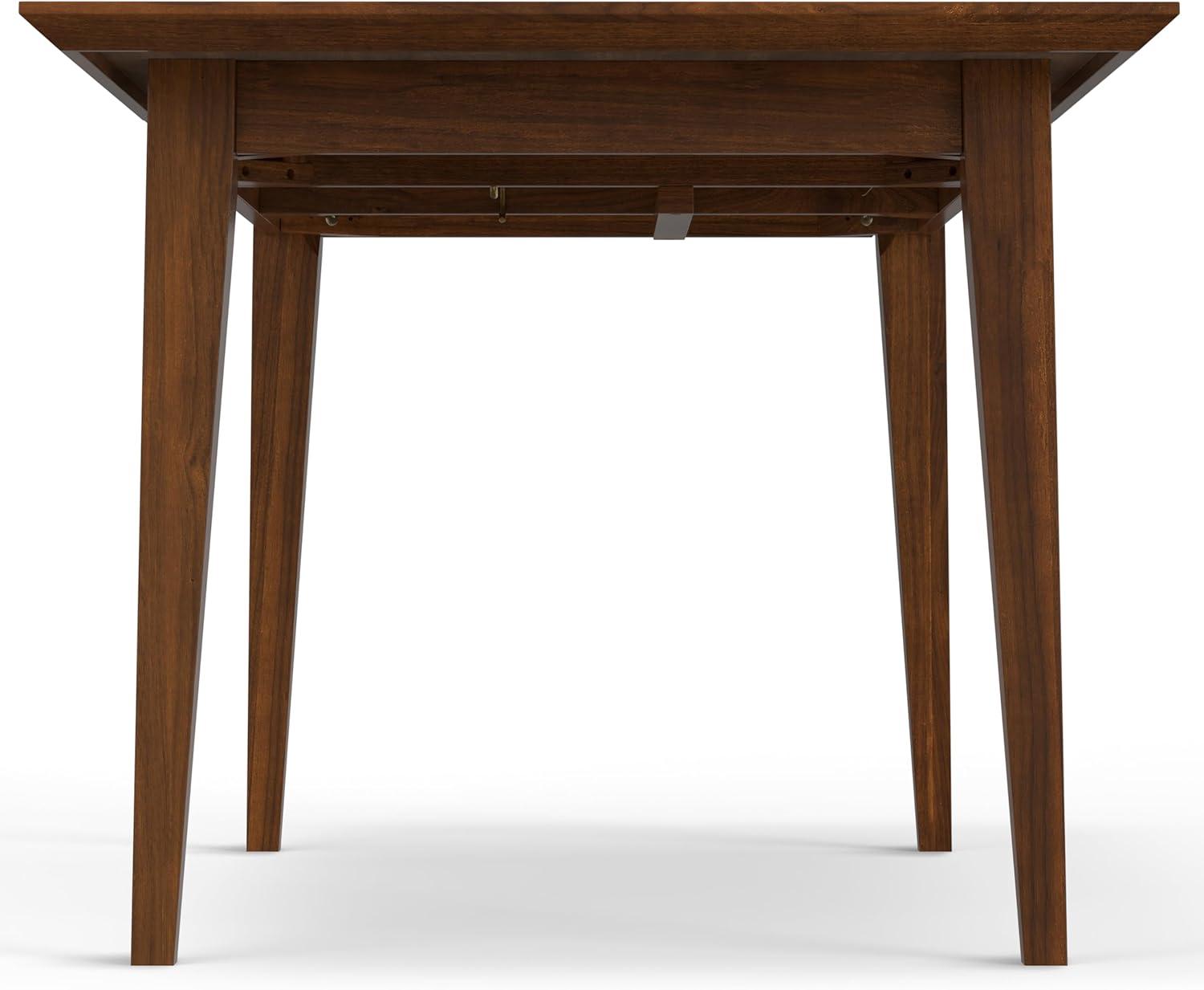 Draper 66-84"W Walnut Extendable Dining Table, Mid-Century Modern Style