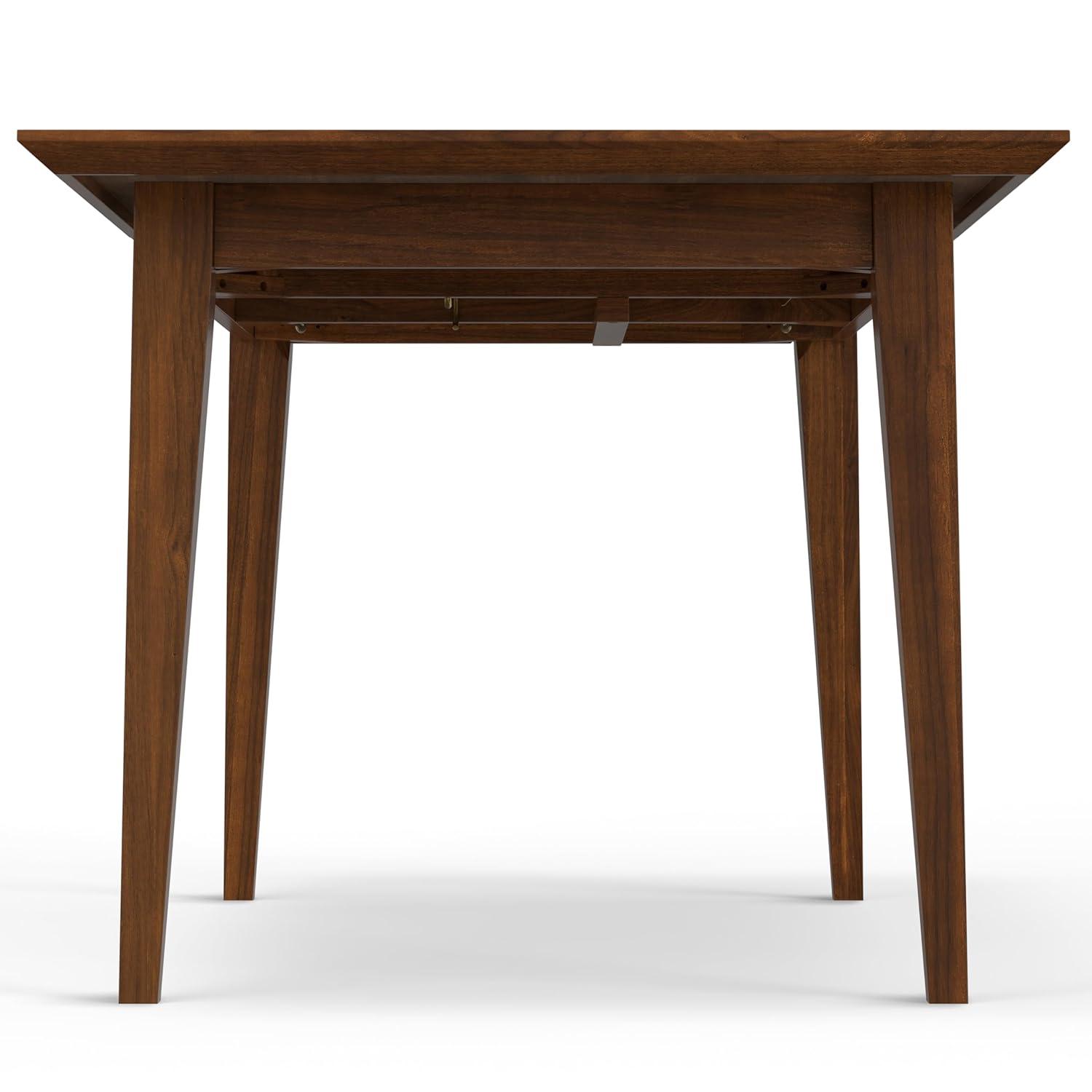 Draper 66-84"W Walnut Extendable Dining Table, Mid-Century Modern Style