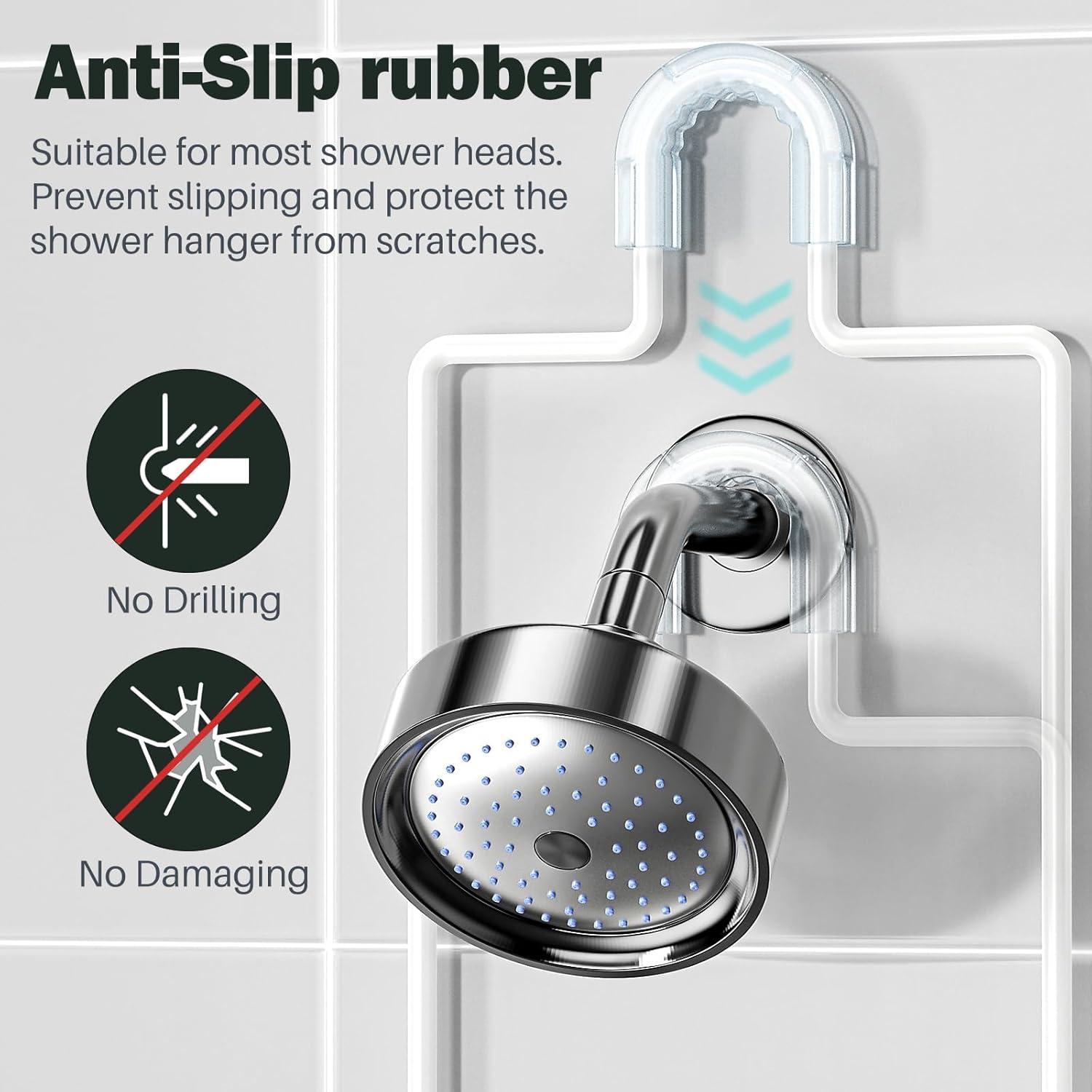 Epicano Shower Caddy Hanging, Anti-Swing Over Head Shower Caddy Rustproof with hooks for Towels, Sponge and more,White