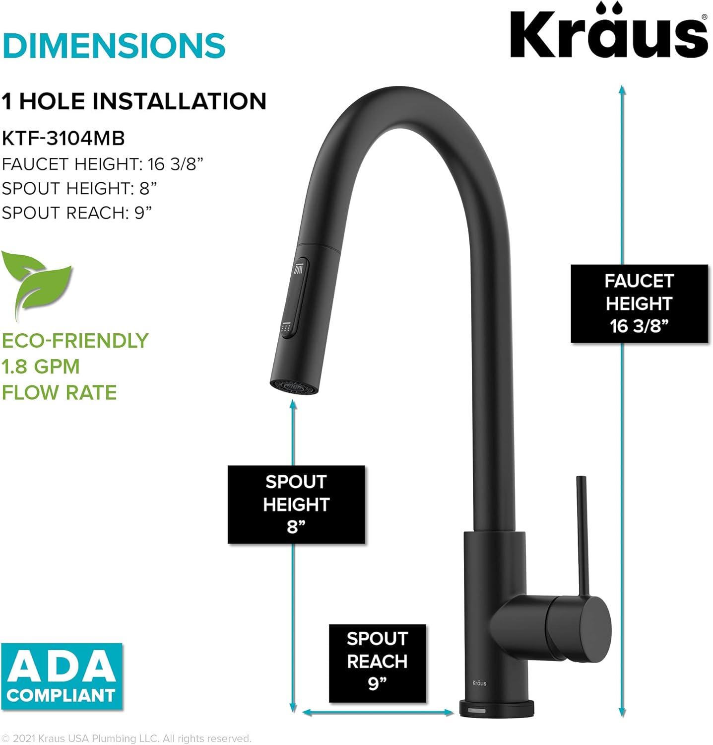 Matte Black Touch-Control Kitchen Faucet with Pull-Down Sprayer