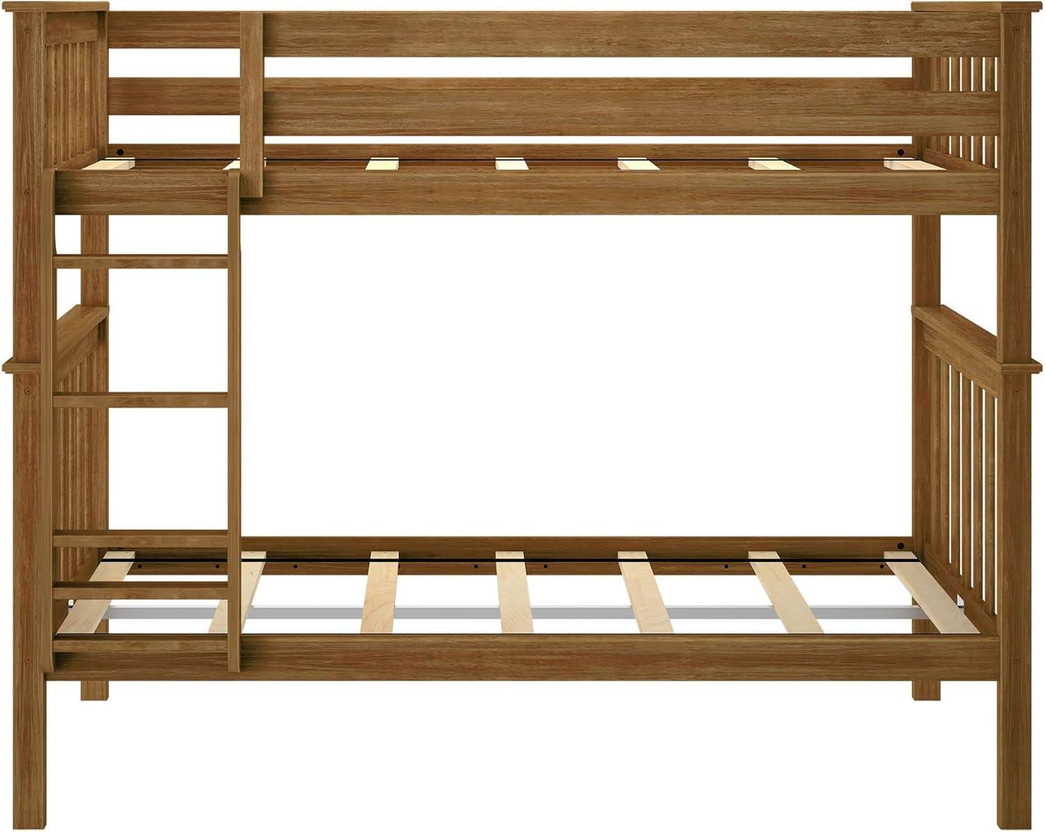 Plank+Beam Solid Wood Twin over Twin Bunk Bed with Ladder for Adults, No Box Spring Needed