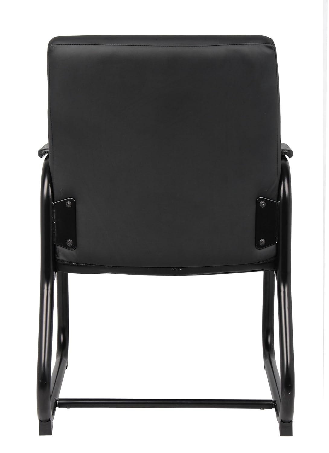 Boss Office Products Guest Chair Heavy Duty Black: Metal Frame, Fixed Arms, Padded, Sled Base, 350 lb Capacity