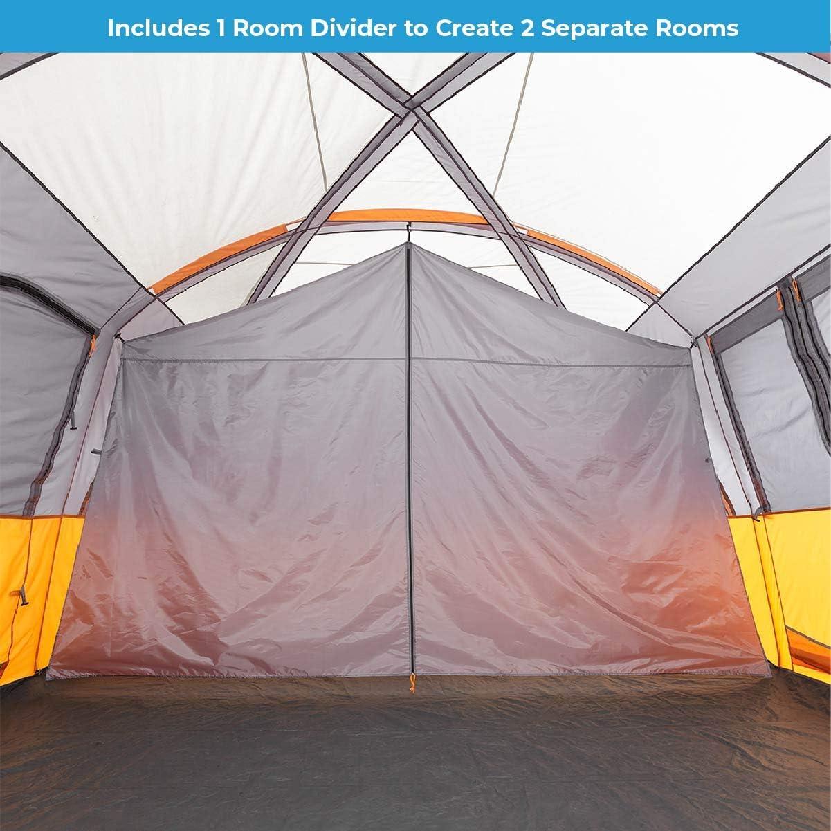 Large Orange and Gray 12-Person 2-Room Cabin Tent with Carry Bag