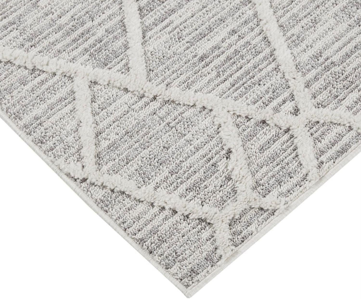 Gray and Cream Geometric 5' x 7' Synthetic Area Rug