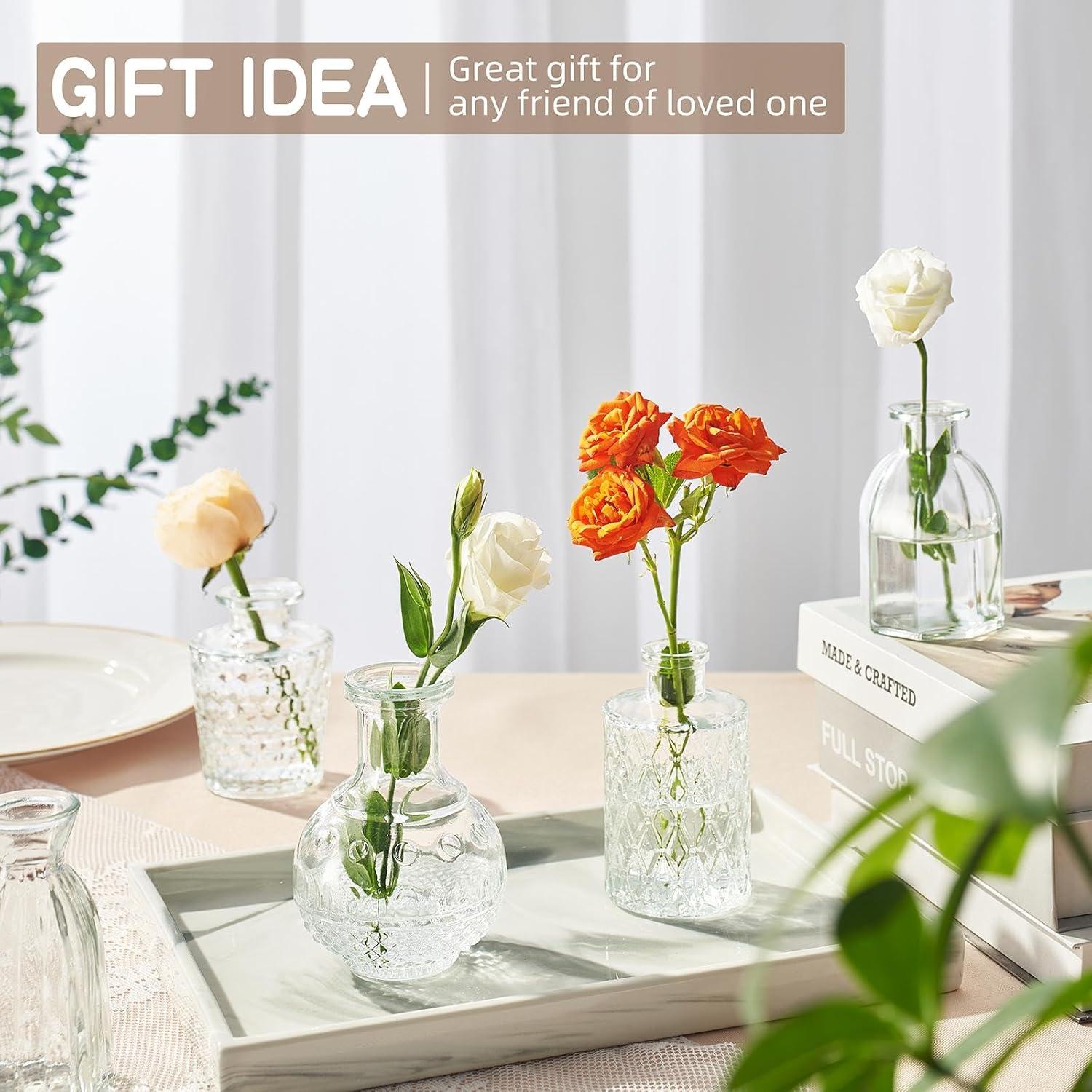 24-Piece Clear Glass Bud Flower Vase Set for Home Decor