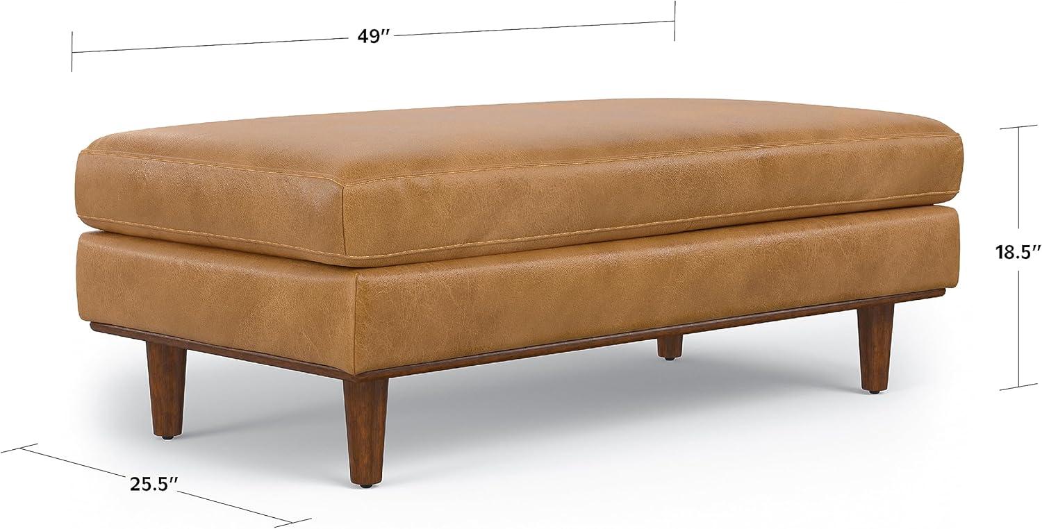 Morrison 49" Wide Modern Large Rectangular Ottoman in Sienna Genuine Leather