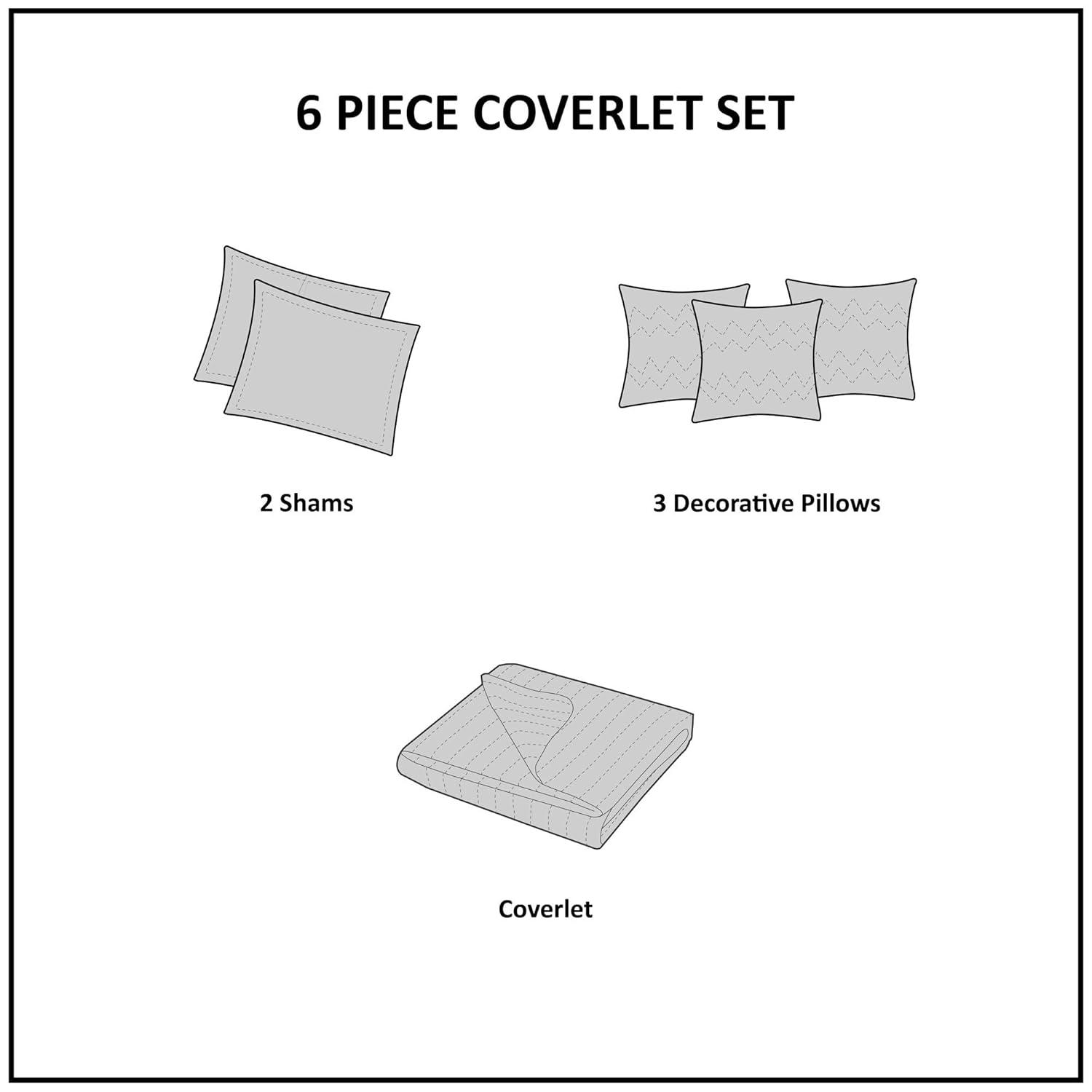 Madison Park Lucy Reversible Cotton Twill Quilt Set with Throw Pillows