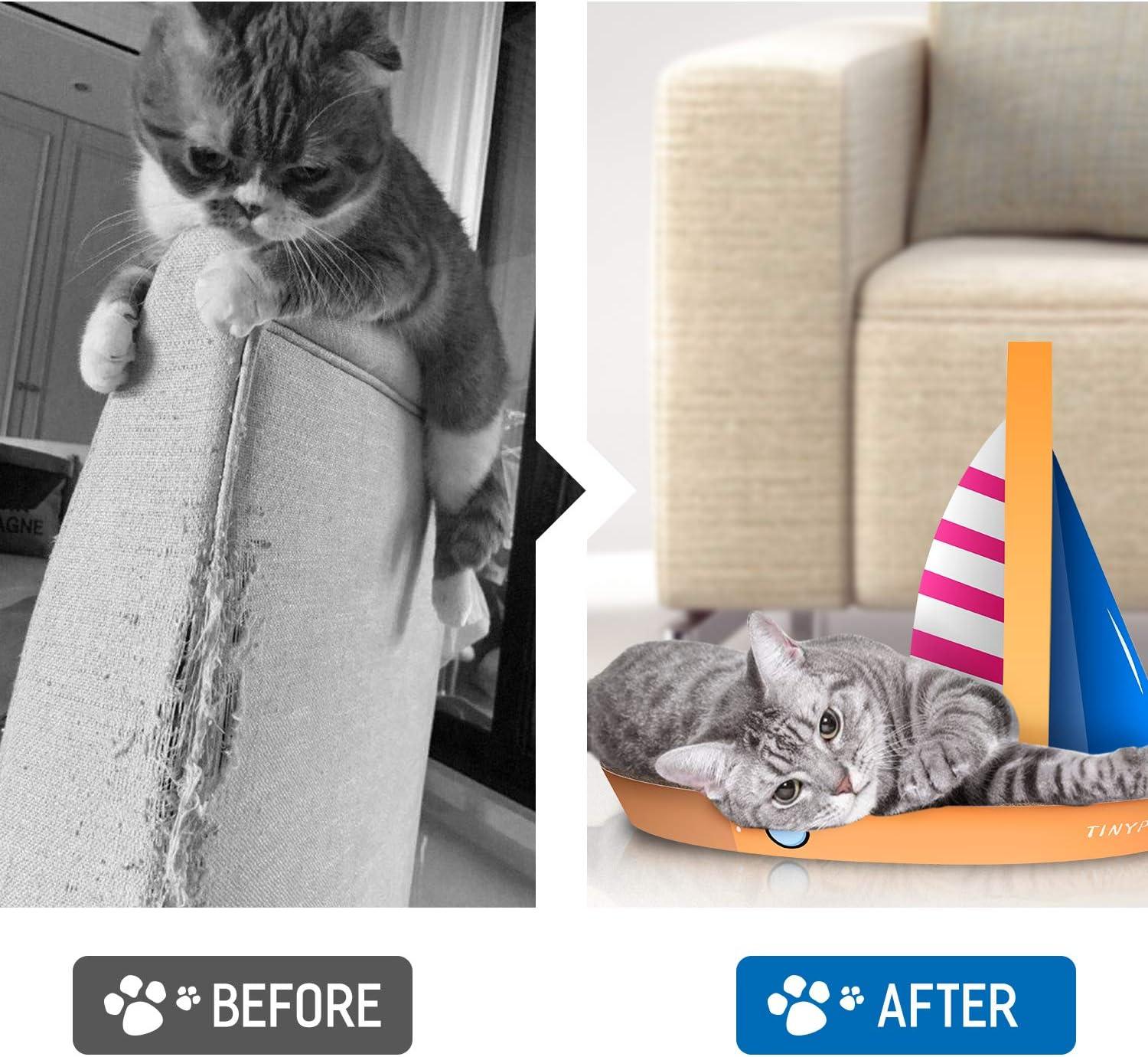 FluffyDream Cat Condo Scratcher Post Cardboard, Sailboat Shape Cat Scratching Lounge Bed