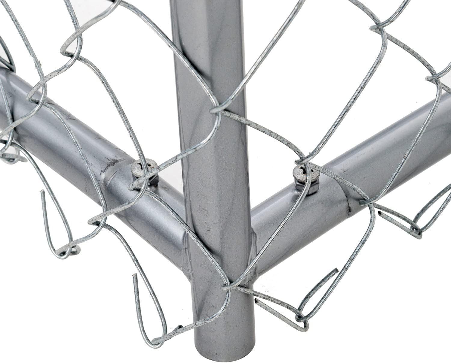 Lucky Dog Adjustable Heavy Duty Outdoor Galvanized Steel Chain Link Dog Kennel Enclosure with Latching Door, and Raised Legs