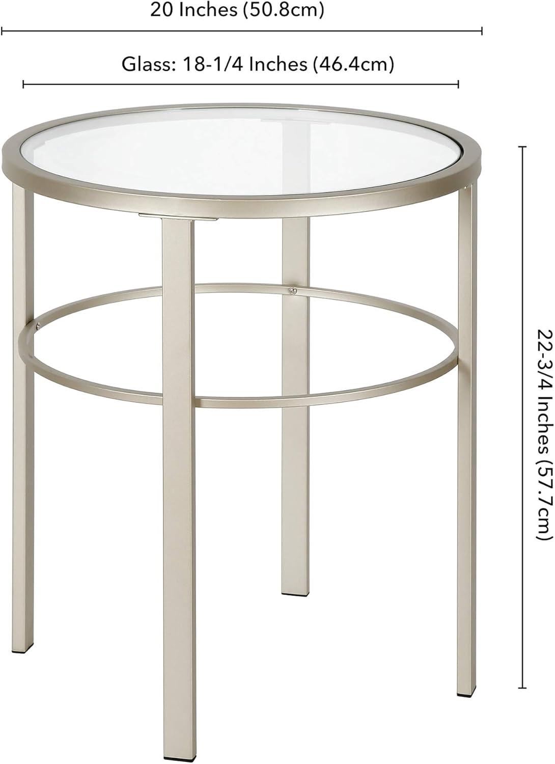 Evelyn&Zoe Gaia 20" Wide Round Side Table, Satin Nickel