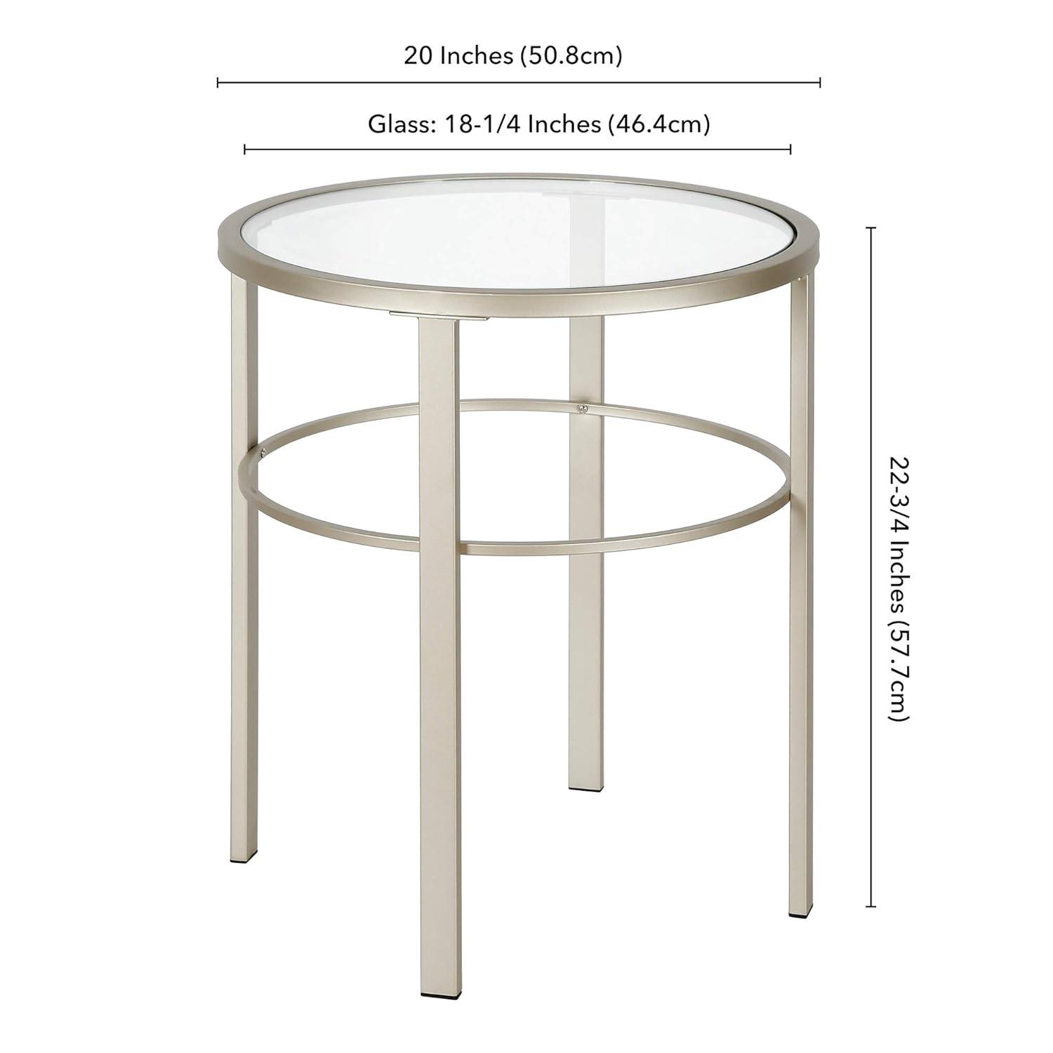 Evelyn&Zoe Gaia 20" Wide Round Side Table, Satin Nickel