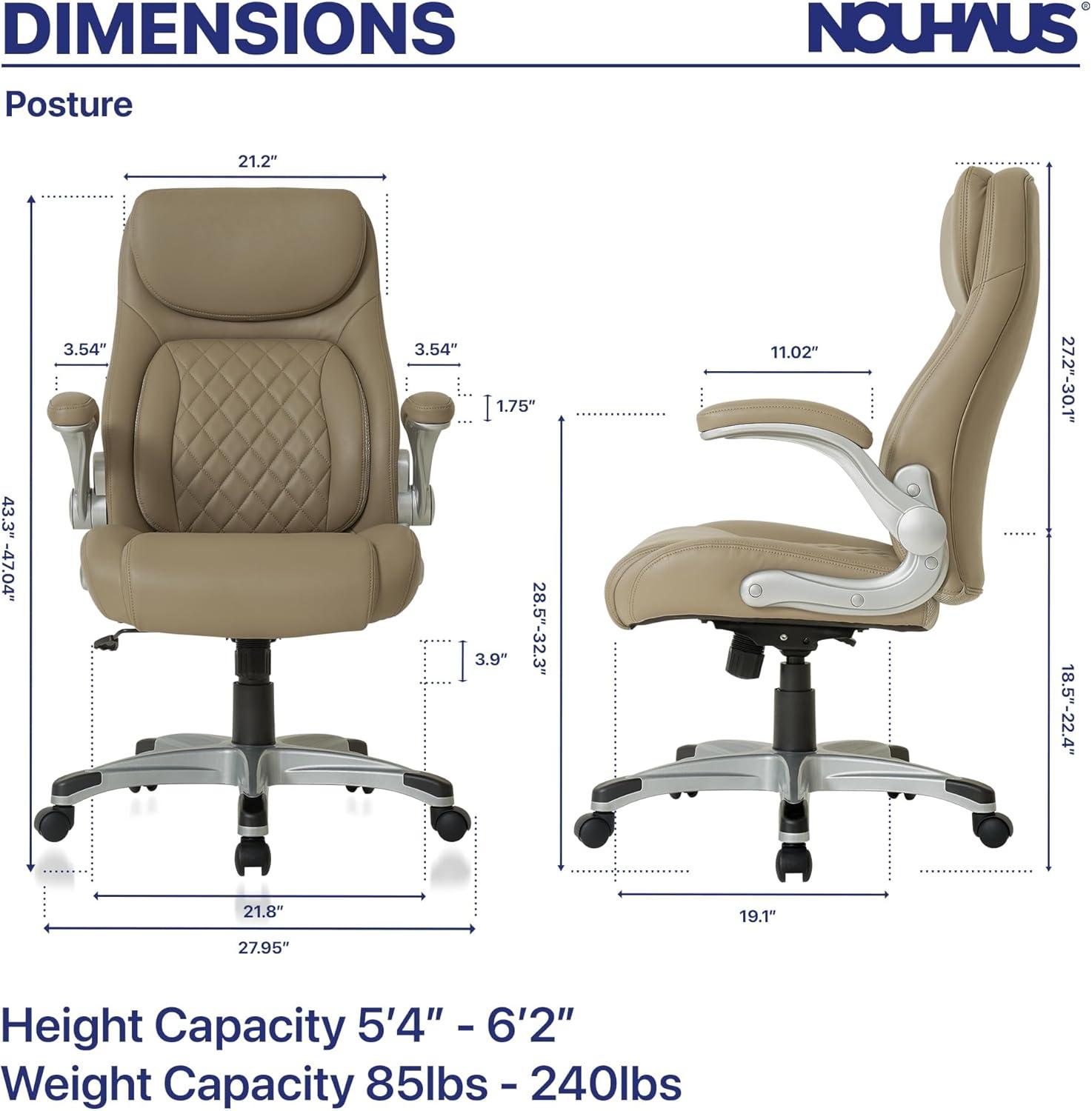 Nouhaus Posture Ergonomic PU Leather Office Chair. Click5 Lumbar Support with FlipAdjust Armrests. Modern Executive Chair and Computer Desk Chair