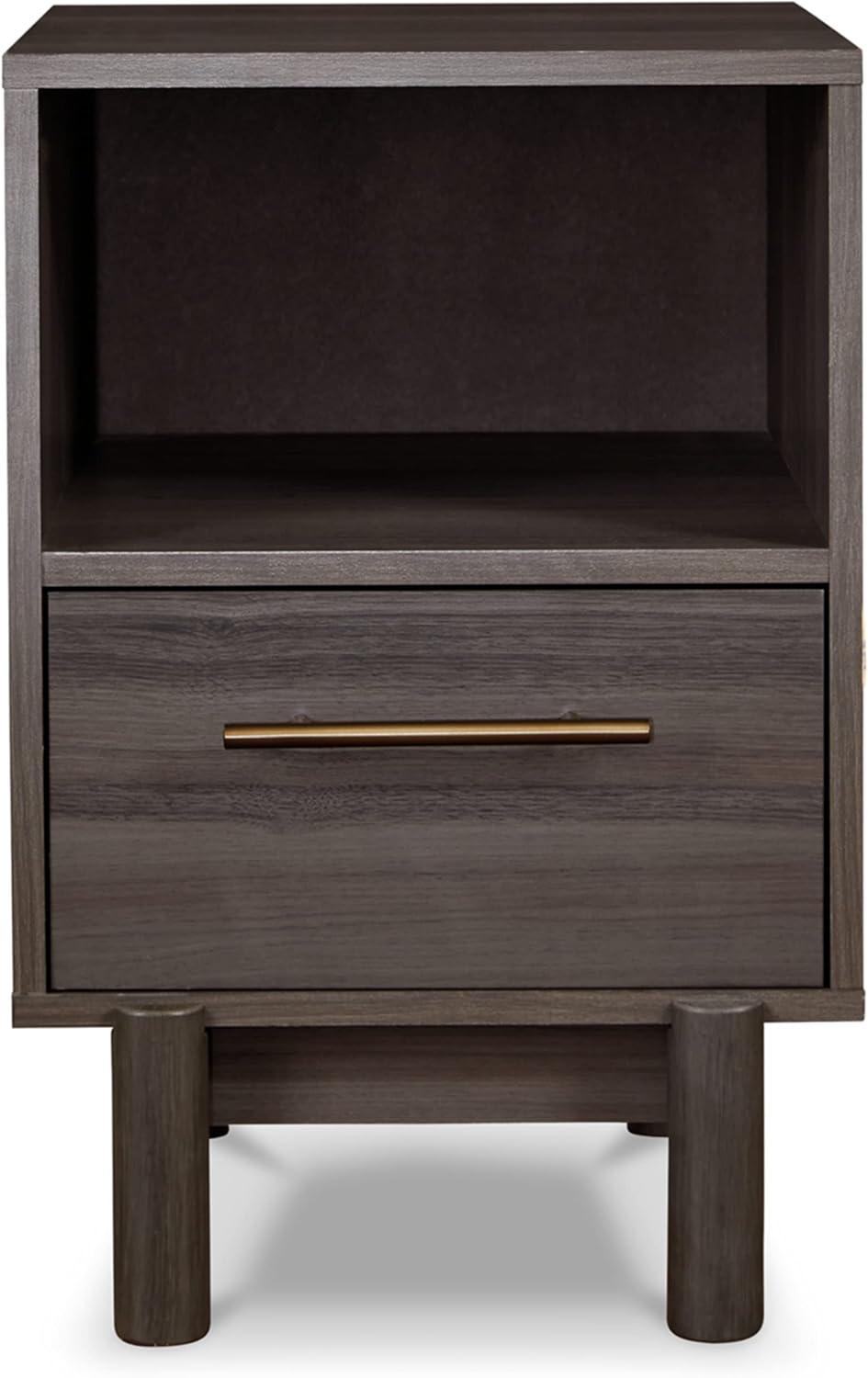 Brymont Nightstand Black/Gray - Signature Design by Ashley: Mid-Century Modern, Storage Drawer, Bedroom Furniture