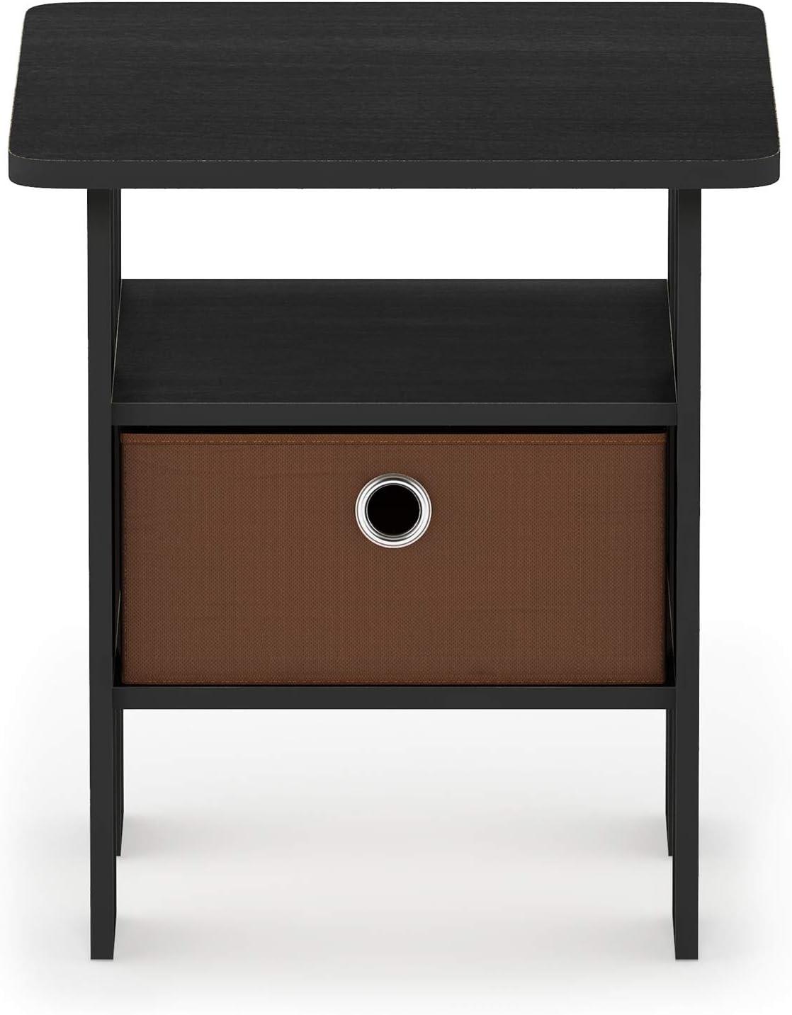 11157AM-MBR Andrey End Table Nightstand with Bin Drawer, Americano & Medium Brown