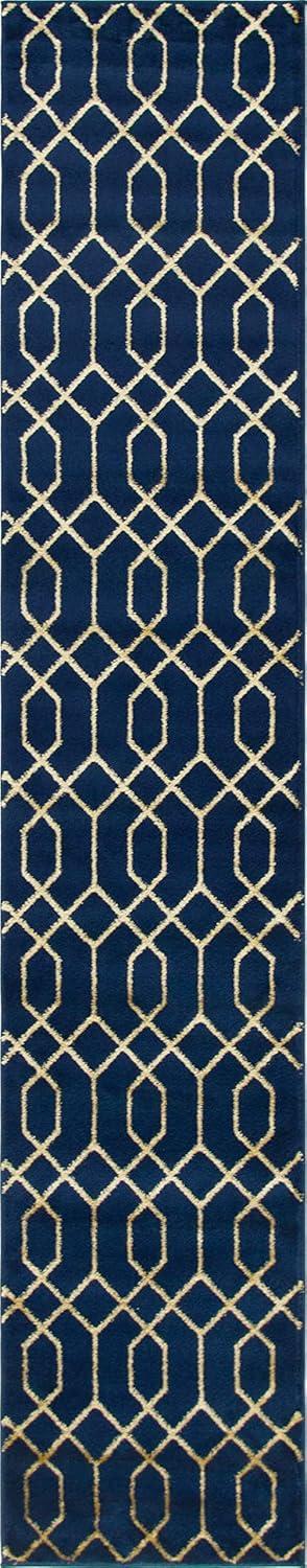 Glam Navy Blue Gold Area Rug