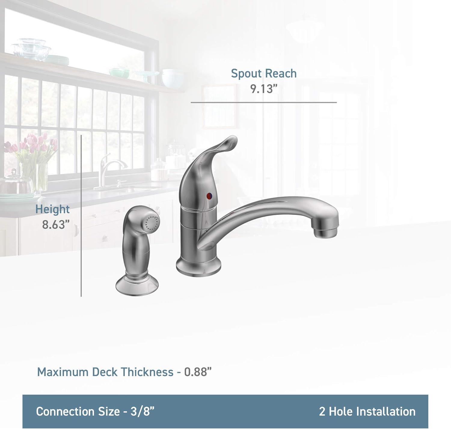 Chateau Single Handle Deck mount Kitchen Faucet with Protege Side Spray and Duralock™