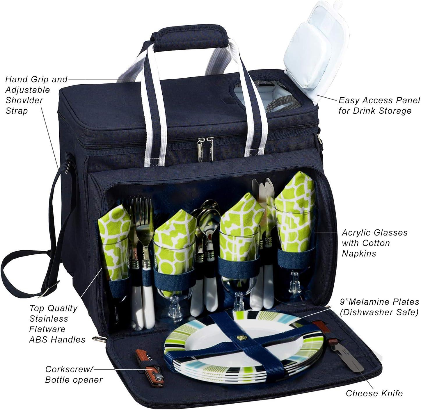 Picnic at Ascot Soft Sided Cooler with Four Person Picnic Set