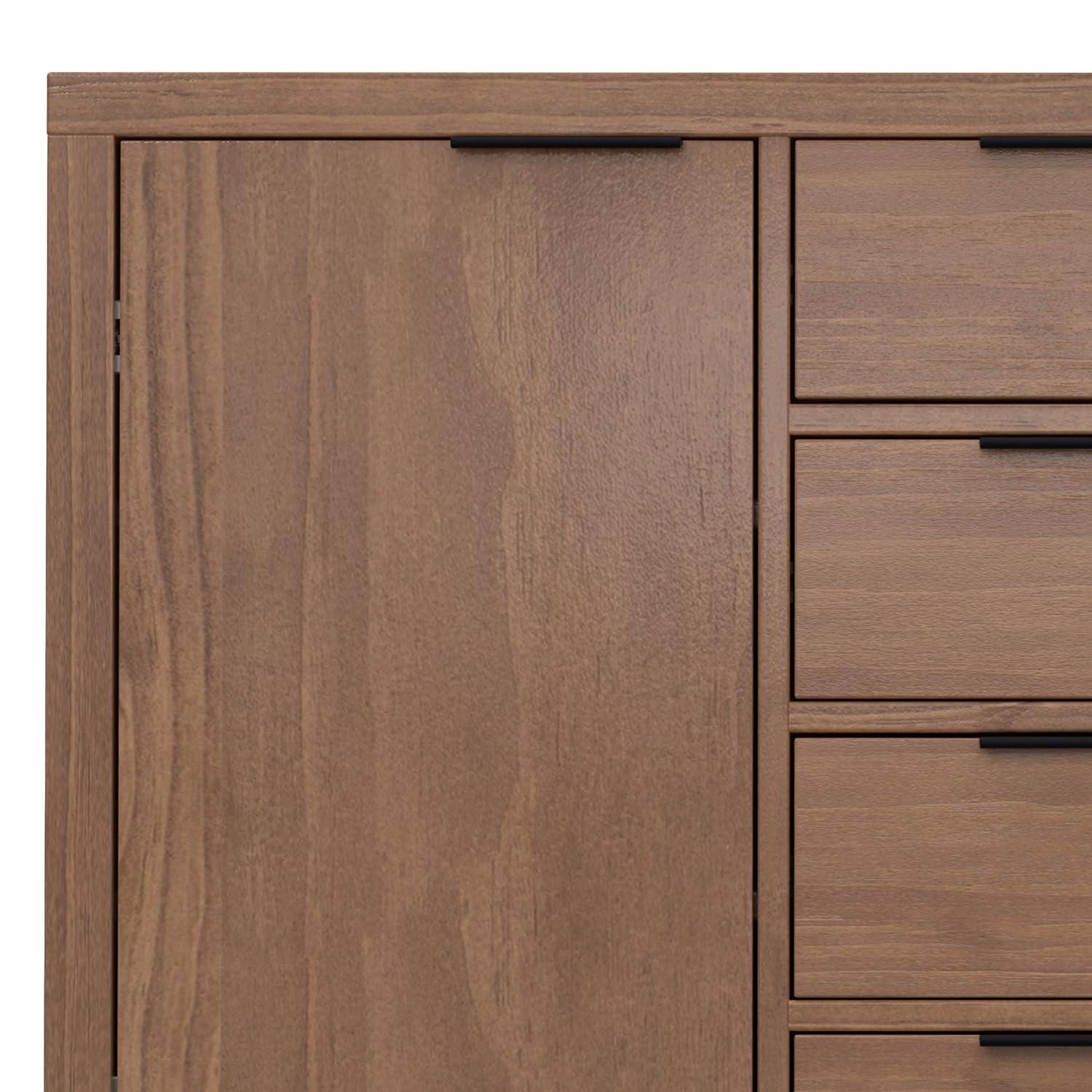 Simpli Home Hollander SOLID WOOD and Pine 54 inch x 18 inch Rectangle Contemporary Sideboard Buffet in Medium Saddle Brown
