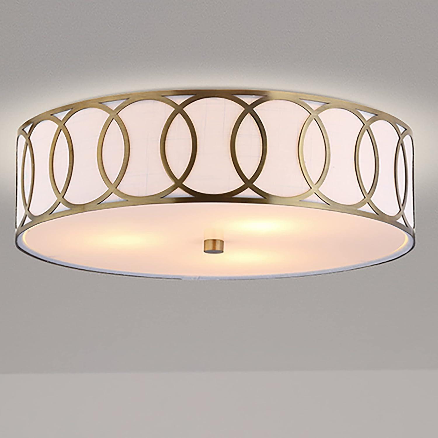 Aubrey 3-Light 15.5" Metal LED Flush Mount, Brass