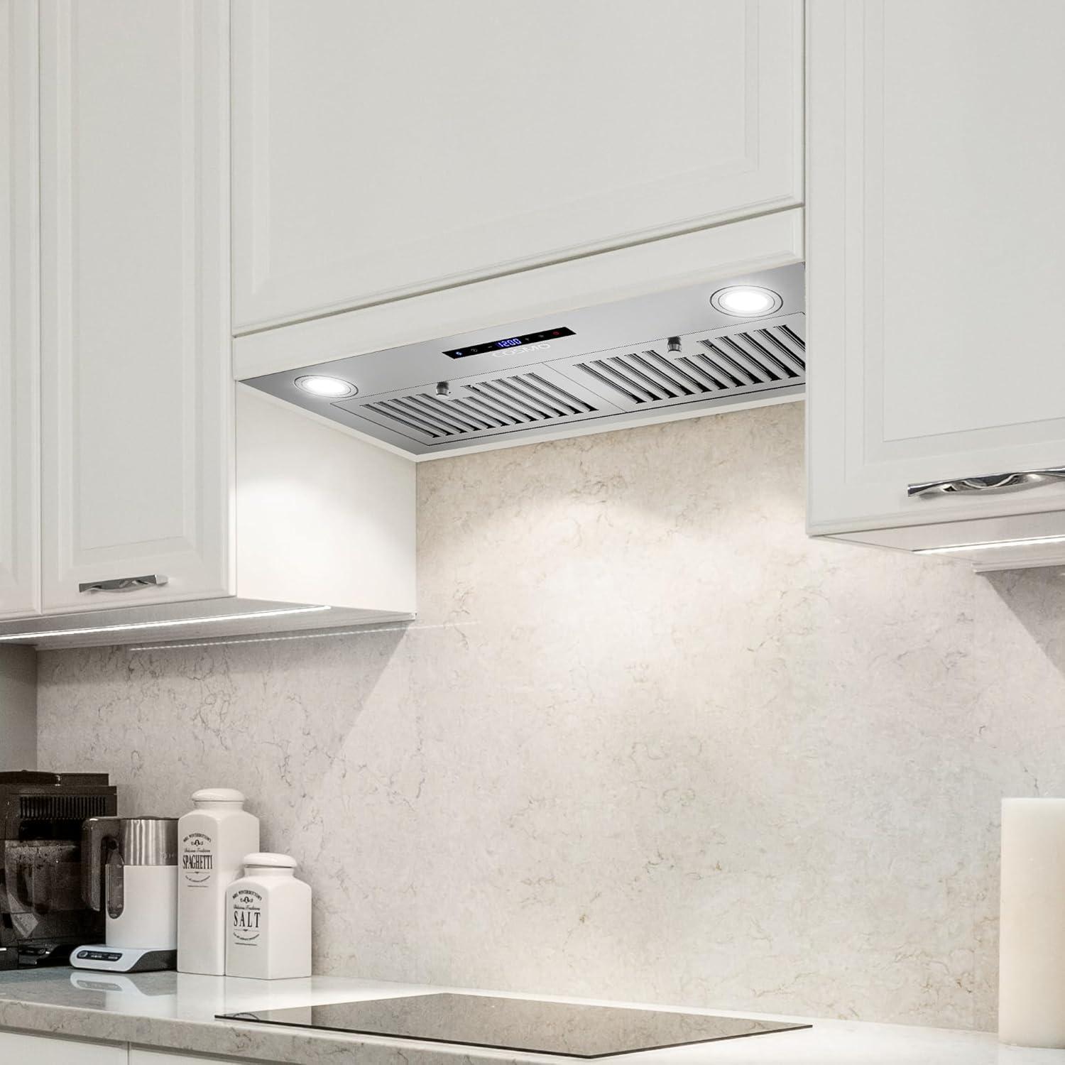 Cosmo 30 in. Lumin Collection Ducted Insert Range Hood, Touch Controls, LED Lights, Permanent Filters, Stainless Steel
