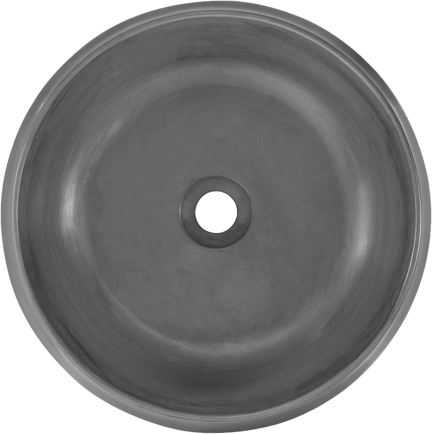 Lisse 17.5" Round Concrete Vessel Bathroom Sink in Dark Grey