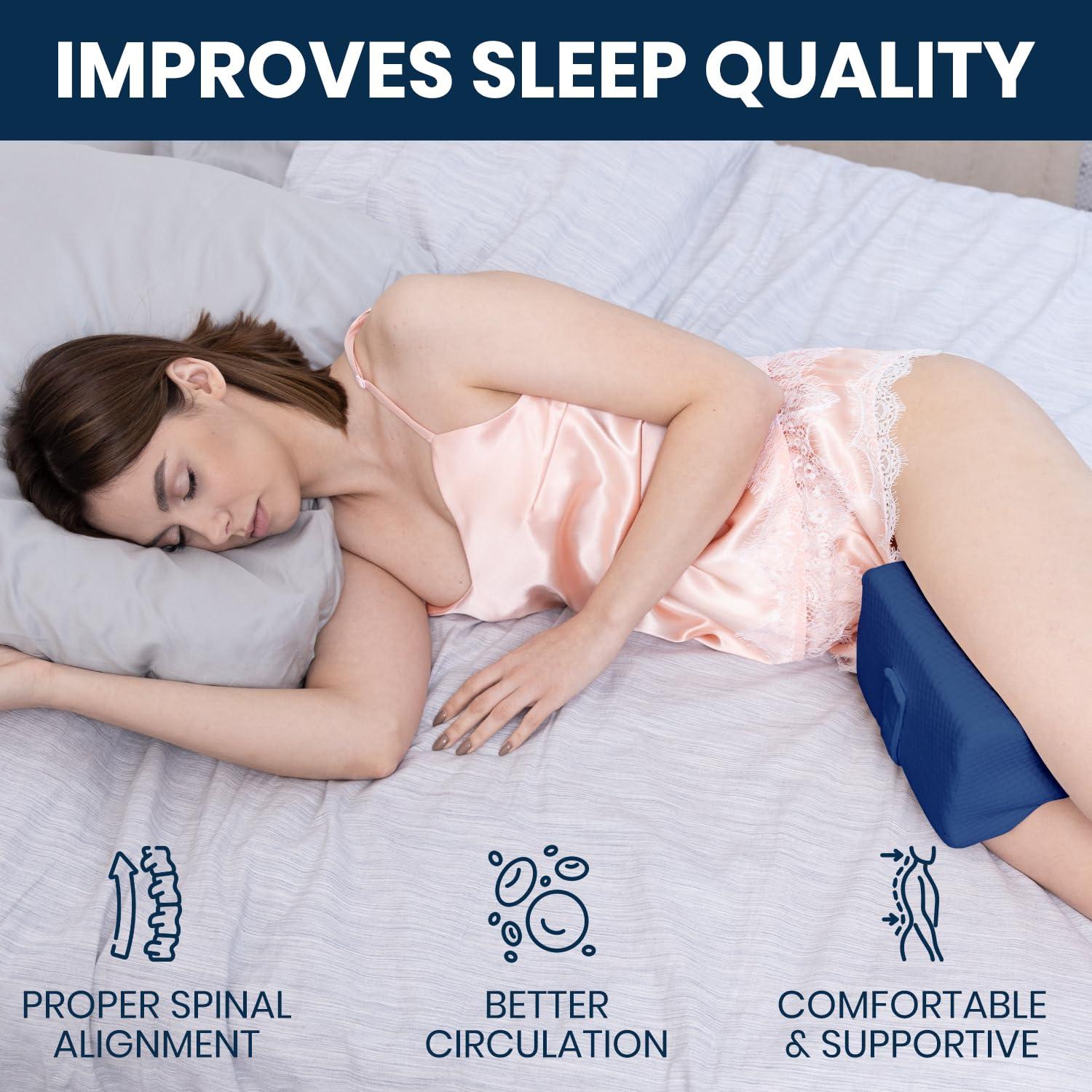 Everlasting Comfort Office Foot Rest Under Desk Ergonomic Memory Foam Foot Pillow, Navy Blue