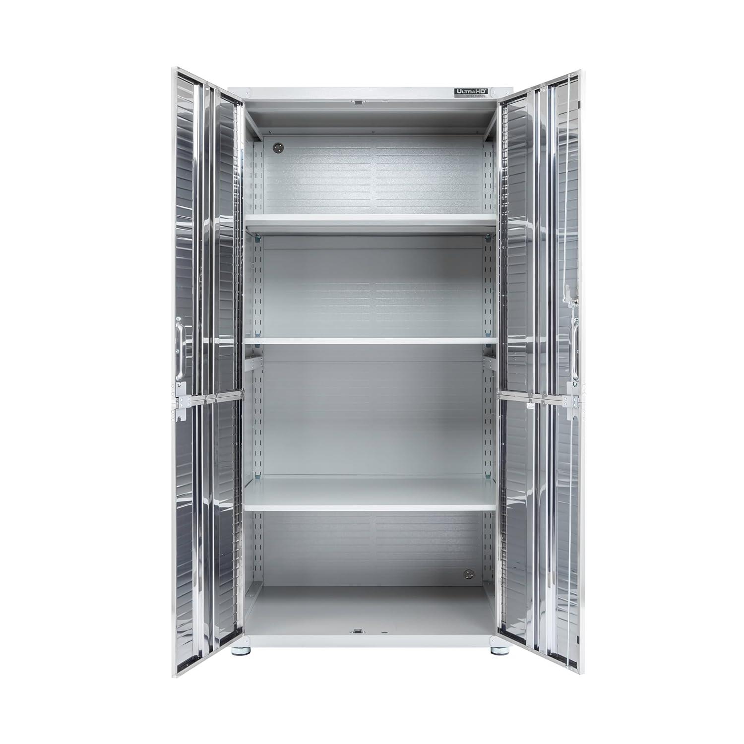 Seville Classics UltraHD Steel 2-Door Lockable Garage Storage Cabinet, 36 x 24 x 72, Granite Gray