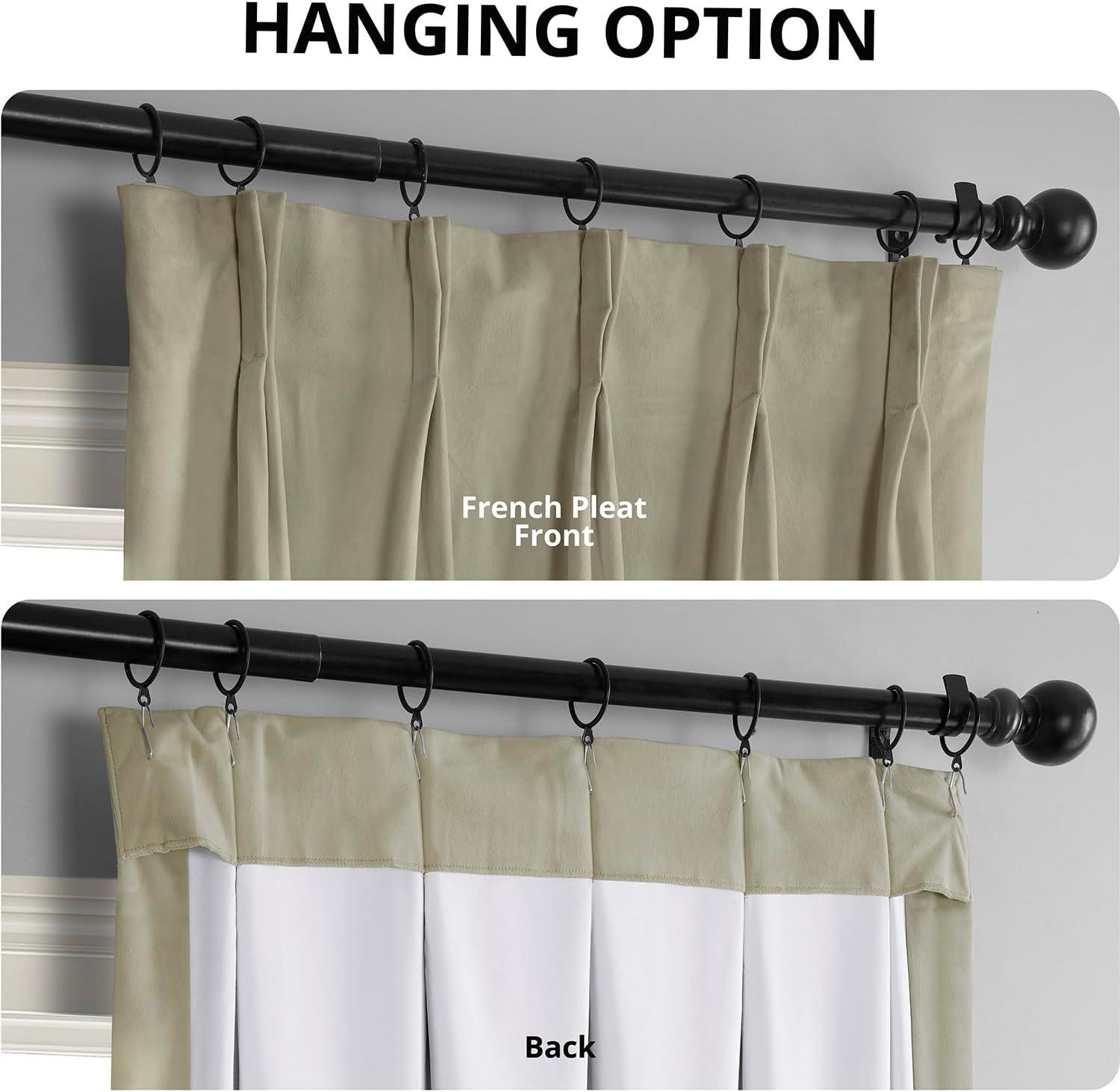 Exclusive Fabrics  Signature Pleated Blackout Velvet Curtain (1 Panel) Cool Beige 25 X 84 84 Inches