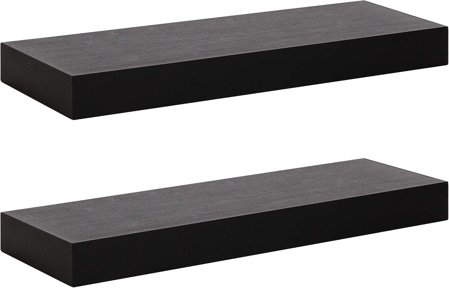 2pc 24" Havlock Wood Shelf Set Black - Kate & Laurel All Things Decor: Solid Wood, Easy Wall Mount