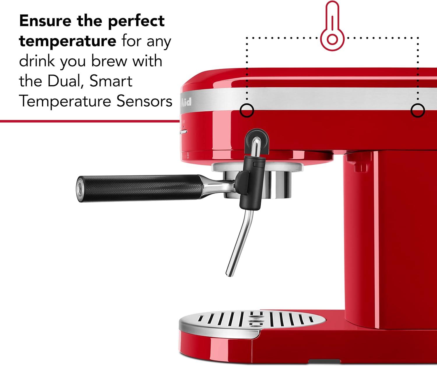 KitchenAid Semi-Automatic Espresso Machine - Empire Red: 15 Bars Pressure, 47oz Capacity, Dishwasher-Safe Parts