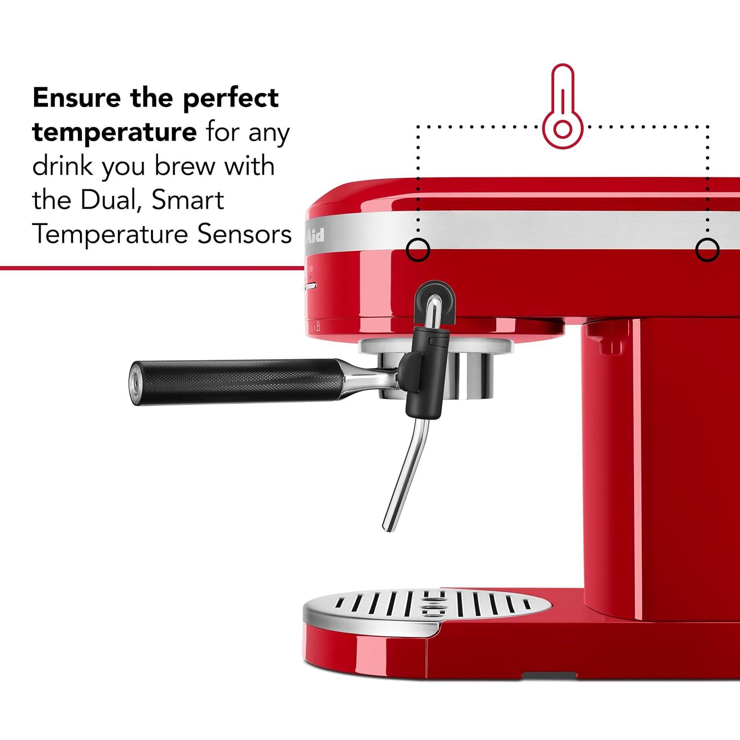 KitchenAid Semi-Automatic Espresso Machine - Empire Red: 15 Bars Pressure, 47oz Capacity, Dishwasher-Safe Parts