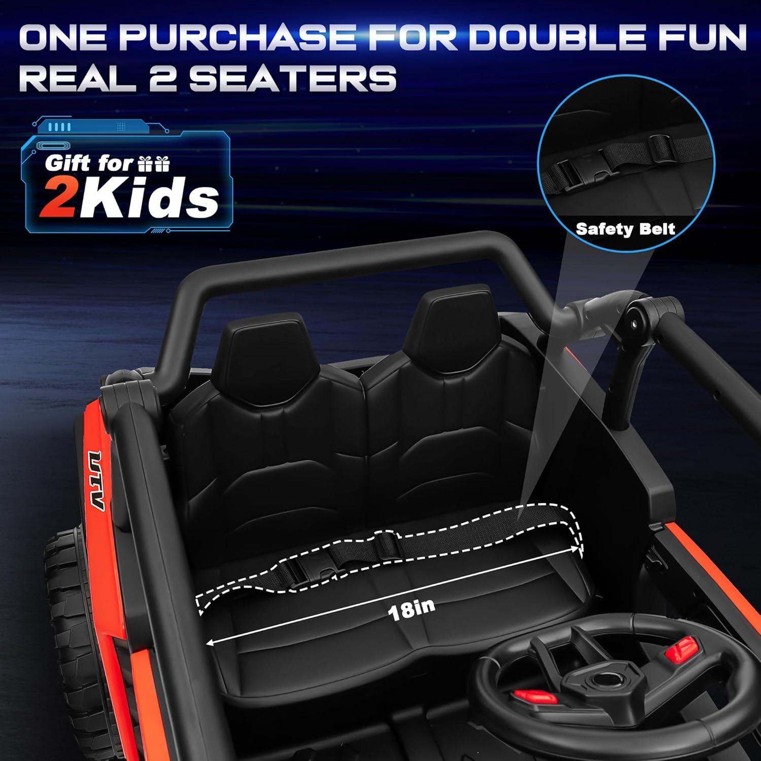 24V Ride On Car Utv 2 Seater, Off-Road Kids Electric Vehicles With Metal Frame