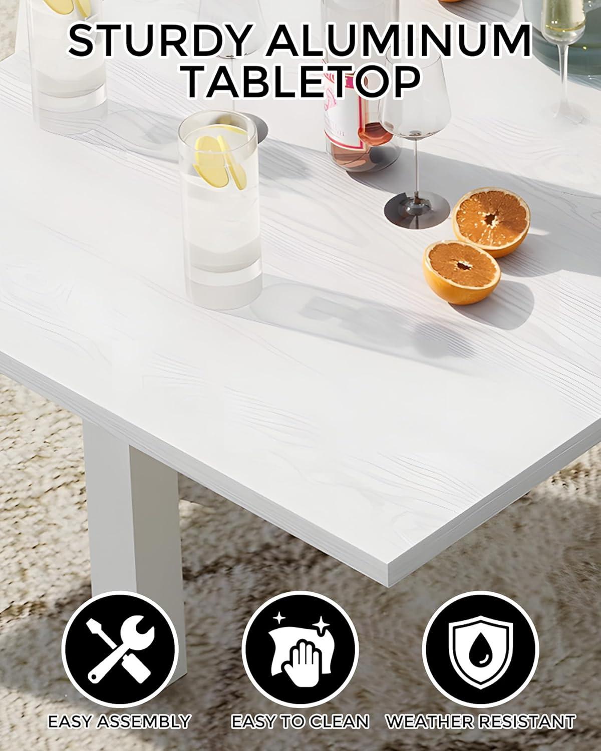 Huloretions Aluminum Expandable Patio Table, Aluminum 31"-63" Extendable Outdoor Dining Table Set Extendable Expandable Patio Table with Aluminum Slat for 4-6 with Aluminum Slat Tabletop for Backyard