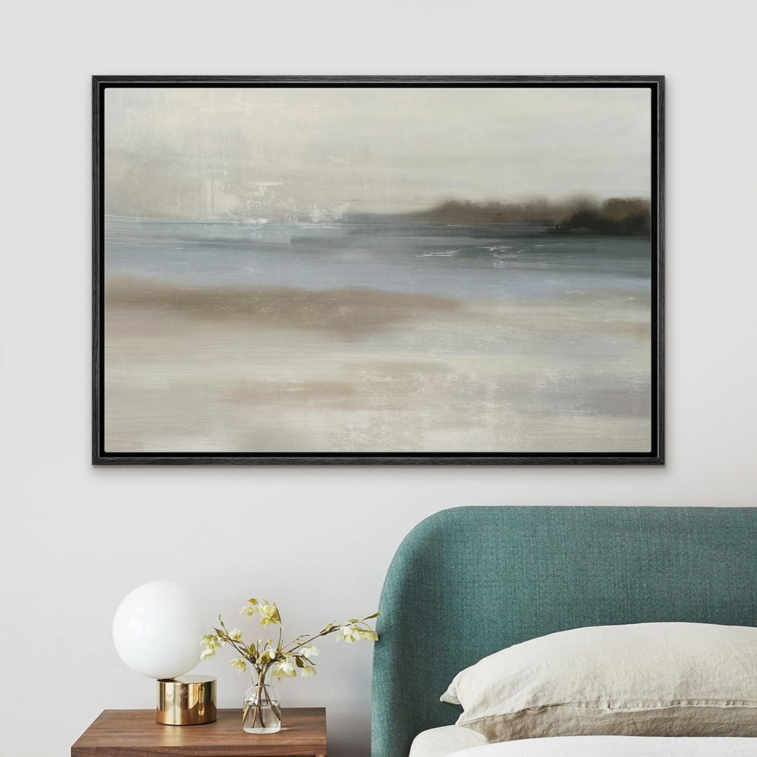 " SIGNLEADER Framed Canvas Print Wall Art Pastel Gray Paint Watercolor Landscape Abstract Shapes Illustrations Modern Art Decorative Minimal Relax/Calm For Living Room, Bedroom, Office "