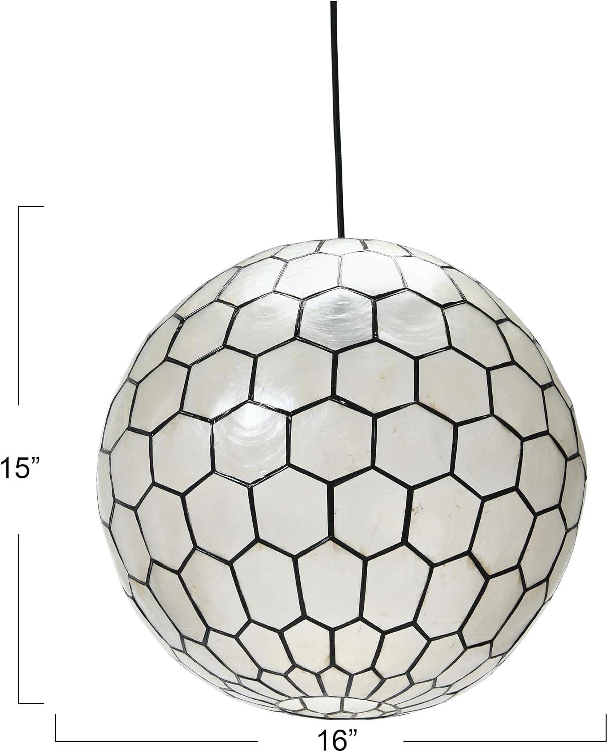 Capiz Honeycomb Globe Pendant Light - Black 16" Contemporary