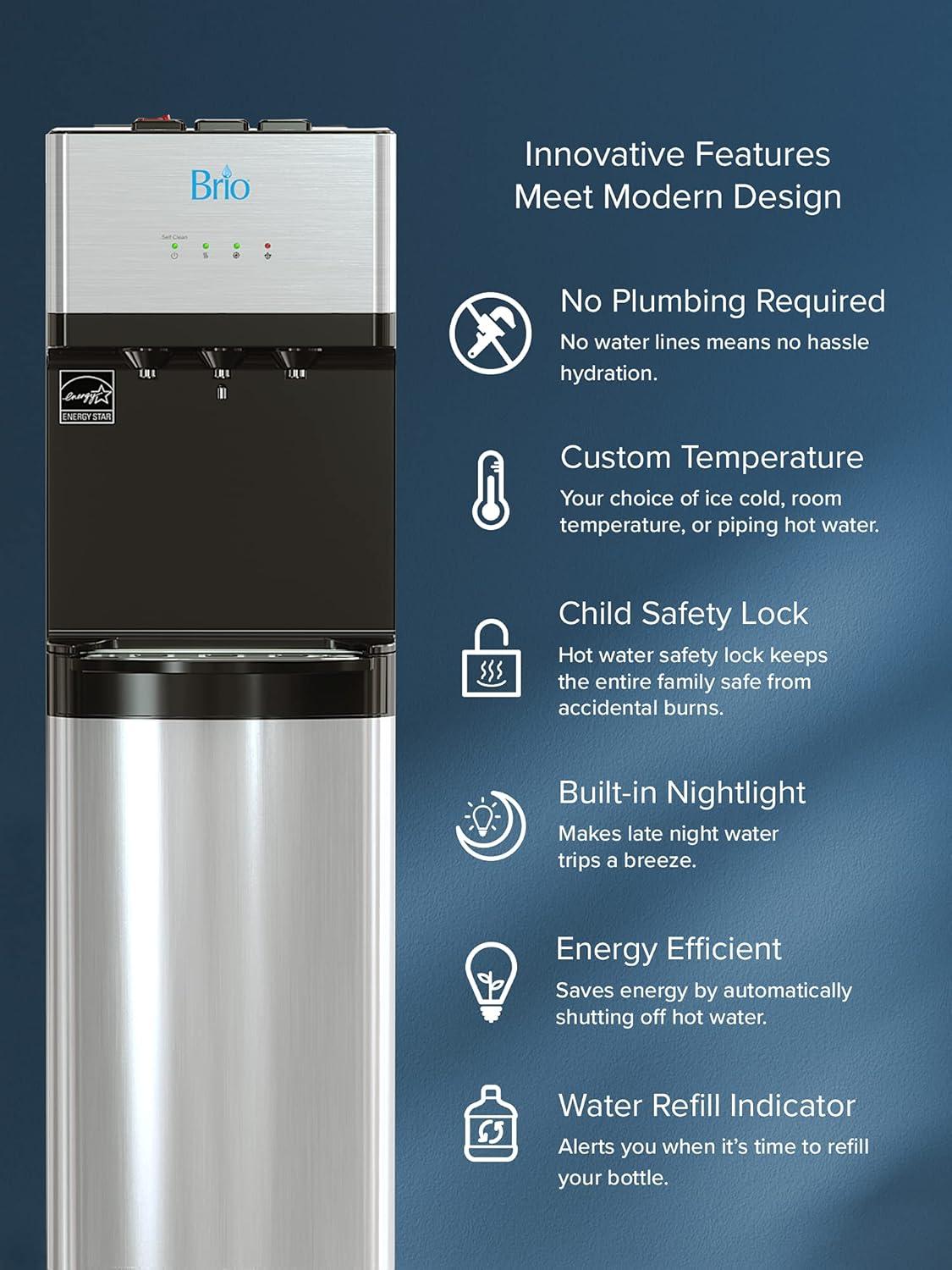 Brio Free Standing Bottom Loading Electric Filtered Water Dispenser